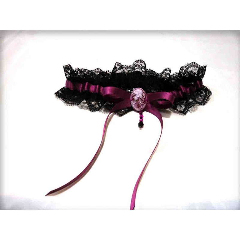 Sexy Giarrettiera fucsia con cammeo, hot, dark, goth, gothic, trasgressiva