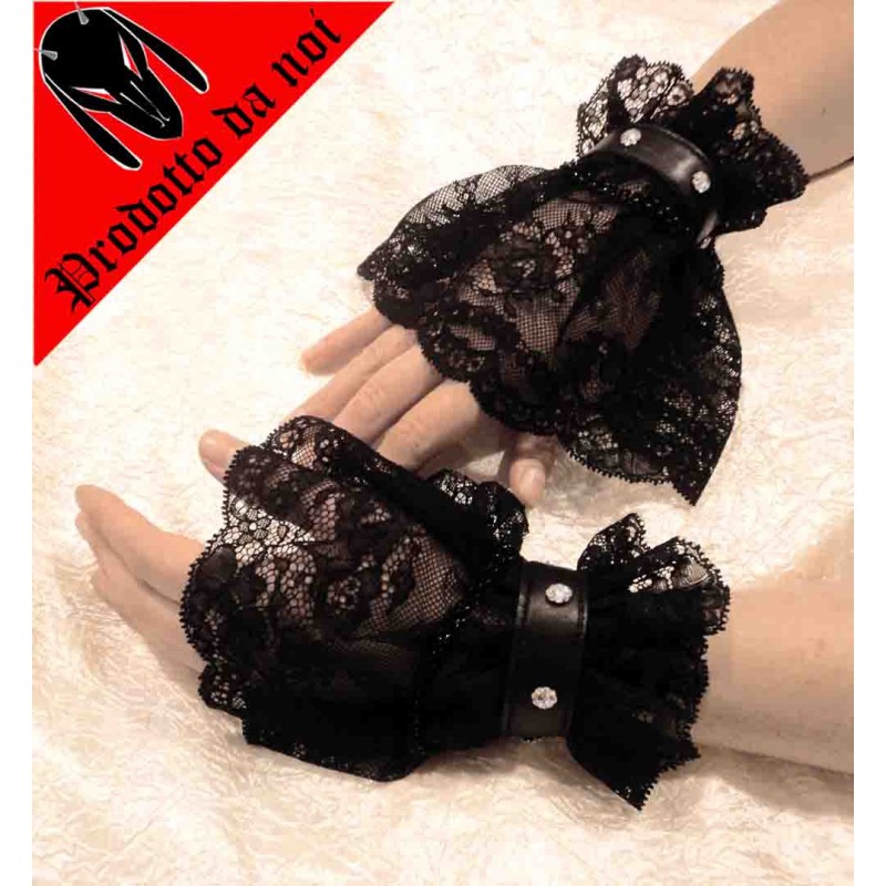 Polsini "Goth madame" pelle, pizzo merletto, swarovski, goth, dark, victorian, vittoriano