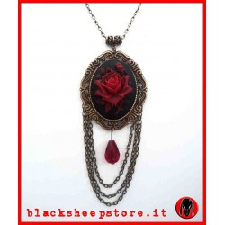 Collana "rose cammeo" rosa rossa