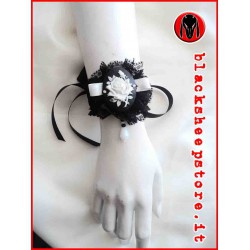 Bracciale in pizzo, gothic, rose cammeo