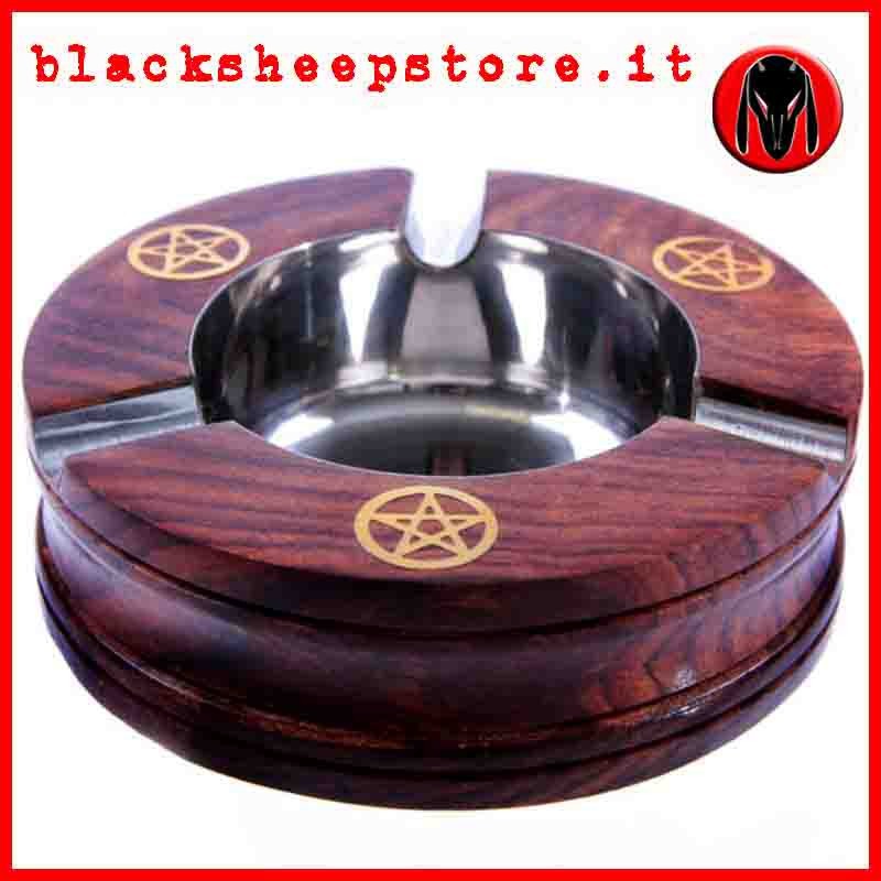 Posacenere in legno con pentacoli, wicca,  esoteric