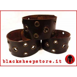 steampunk Bracciale in cuoio con occhielli marrone