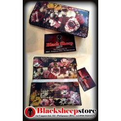 Portatabacco in pelle "Skulls and Flowers"