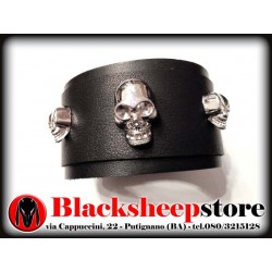 Bracciale in cuoio teschi, skulls, leather, bracelet